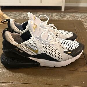 Nike Air Max 270 White Black Gold Sneakers